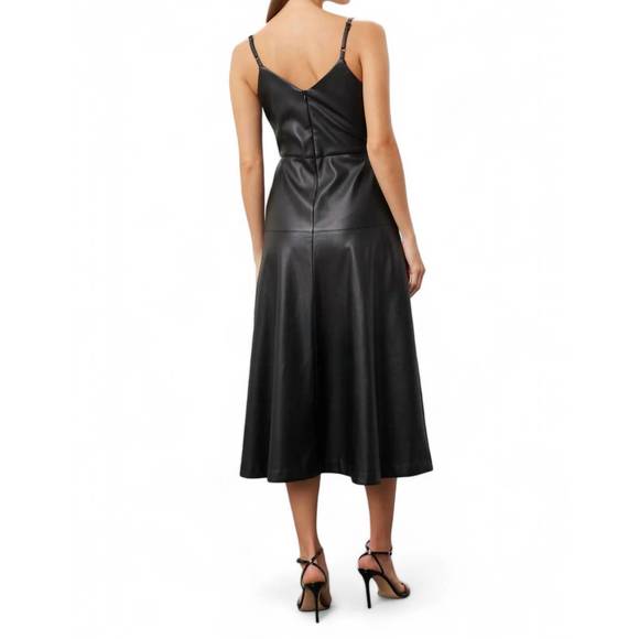 NEW FIFTEEN TWENTY lana faux leather dress in black Midi